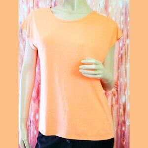 Salomon Womens Comet Shaped V Back Drop Tail Hem Tee Peach Tangerine - Large L